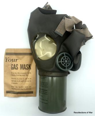 WWII US M 1A2-1-1 Non-combatant gas mask