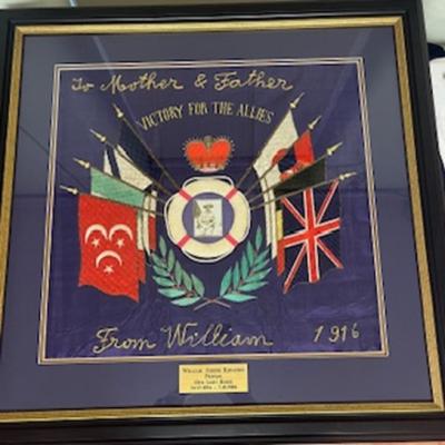 World War 1, Family Framed Embroidered Textile Souvenir, 1607 KINSTON, 10 Light Horse, 1916