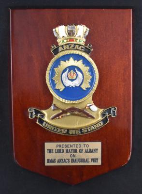 HMAS ANZAC crest plaque