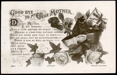 First World War “Good Bye to my Dear Mother” Postcard from Private William Dobson STEVENS 4002