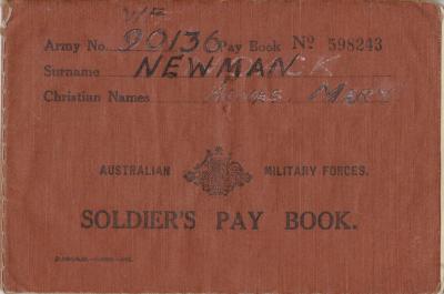 Soldier’s Pay Book Issued to Agnes Mary NEWMAN, WF90136 & Pouch