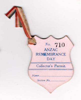 Collector's Permit - ANZAC Remembrance Day 