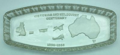 Glass sandwich tray commemorating the Centenary Air Race in 1934