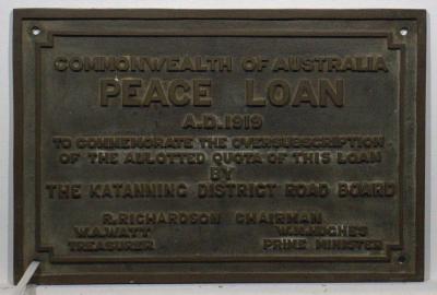 Commonwealth of Australia Peace Loan Plaque