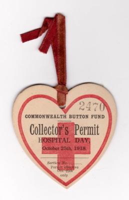 State War Council Collector's Permit - Hospital Day 1918