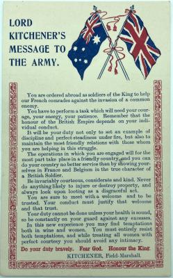 Lord Kitchener's message to the troops - postcard 2