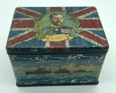 King George V 'Our Sailor King' tin with hinged lid