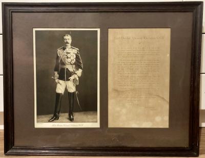 Framed Lord Kitchener portrait and extended message to the troops