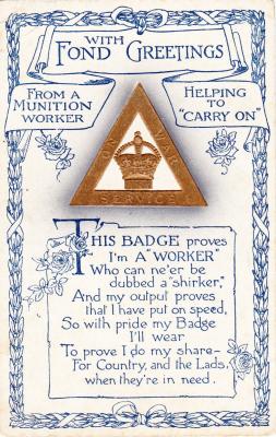 World War One Munitions badge postcard - 1