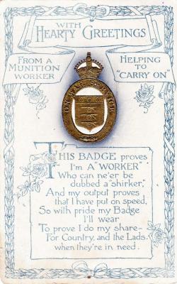 World War One Munitions badge postcard - 2