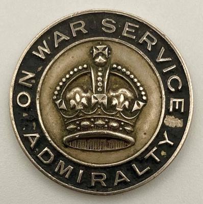 'On War Service Admiralty' War Workers badge