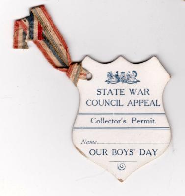 State War Council Collector's Permit - Our Boys' Day