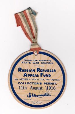 State War Council Collector's Permit - Russian Refugees Appeal Fund 1916