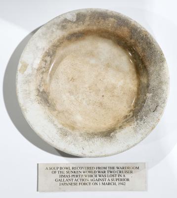 HMAS Perth (I) Soup Bowl recovered from ships Wardroom,