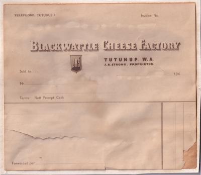 Invoice - Blackwattle Cheese Factory