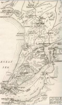 World War 1, Eastern Mediterranean, Gallipoli, Map