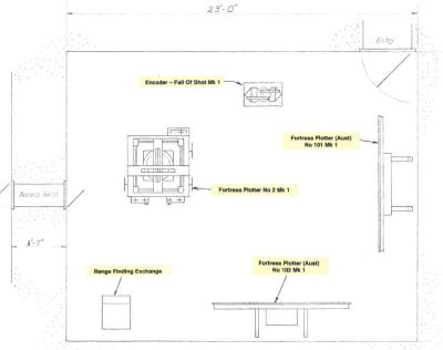 World War 2, Western Australia, Rottnest Island, Oliver Hill, Fortress Plotting Room (Primary), Layout, 1942