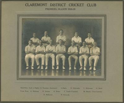 Claremont District Cricket Club Premiers 1928-29