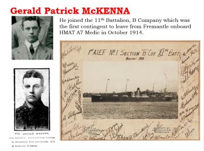 World War 1, Western Australia, Perth Heritage Week Exhibit, 1004 McKenna, 11 Battalion AIF