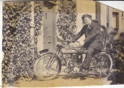 B/W photograph Rudge motorcycle