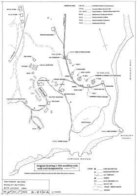 World War 2, Western Australia, Rottnest Island, Bickley Battery and Bickley Camp, Layout, 1944