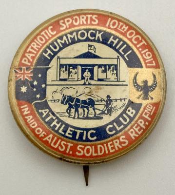 Hummock Hill Athletic Club fundraising pin - October 1917