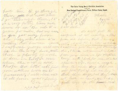 Letter from Pte. David SCOTT 613 to his Mother dated 08/02/1915