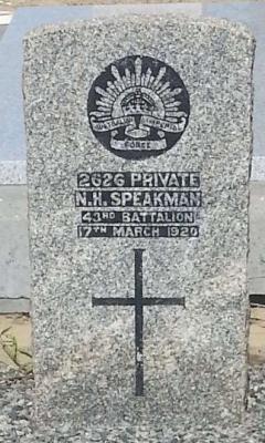 Not Forgotten, 2626 Lance Corporal Norman Henry SPEAKMAN, 43 Battalion AIF, World War 1