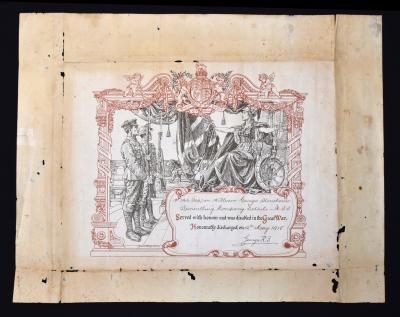 First World War Certificate of Discharge as issued to Sapper William George STONEHOUSE