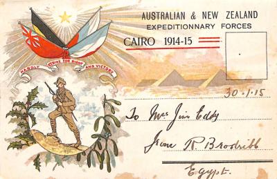 World War 1, Egypt, Postcard, 636 BRODRIBB, 11 Battalion AIF, 1915