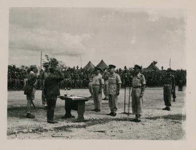 Black and white photograph of the Japanese surrender to Australia 1945