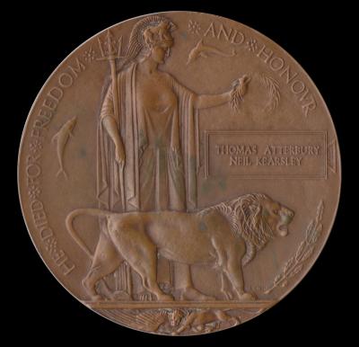 First World War Memorial Plaque for Thomas Atterbury Neil KEARSLEY