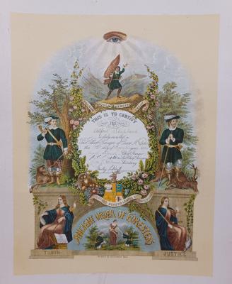 Ancient Order of Foresters Certificate - Alfred Shepherd