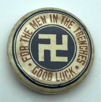 WWI fundraising button 'For the men in the trenches, Good Luck'