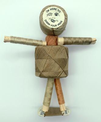 WWII 'Make Do and Mend' pantyhose repair kit in form of doll