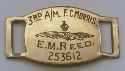 Metal identity tag belonging to Frederick Charles Morris 1918