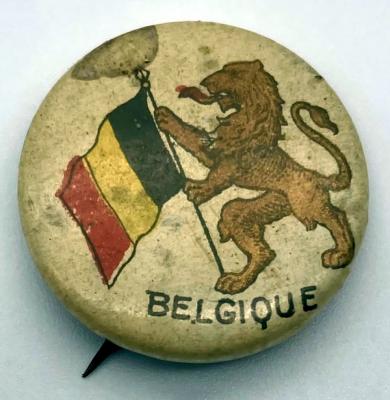 WWI fundraising button supporting the people of Belgium