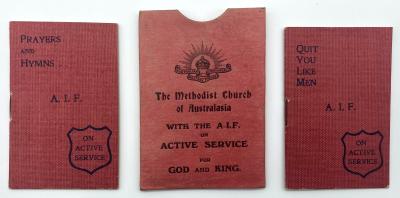 The Methodist Church of Australasia booklets issued to A.I. F. Soldiers in WWI