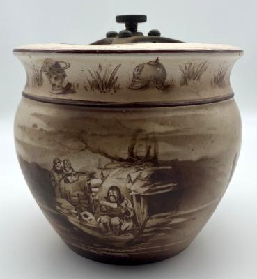 WWI era tobacco jar featuring Bruce Bairnsfather cartoon