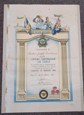 RAAF - Certificate of Appreciation (M J Brockman)
