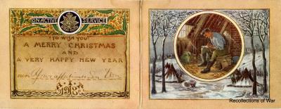 Christmas Card sent in 1918 from R.A.E. serviceman, Don, to his parents
