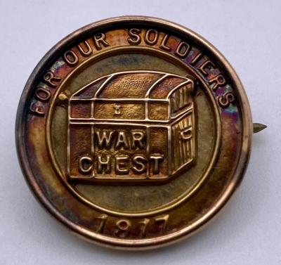 9ct gold fundraising badge 'For Our Soldiers, War Chest, 1917'