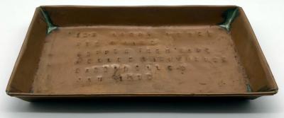 Trench art copper tray made from dome of Cape Helles Lighthouse, Dardanelles