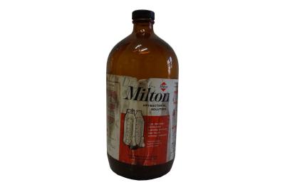 Amber Glass Bottle with Screw Cap - Lable Dettol