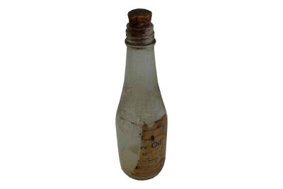 Clear Glass Bottle with Cork - St Joseph's Orphange Label - Contains Oil