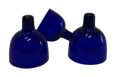 Set of 3 Blue Glass Candle Holders