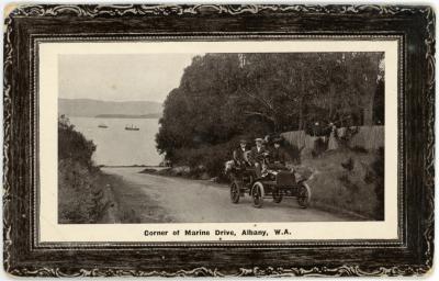 Black and White Photographic Postcard Corner of Marine Drive, Albany WA