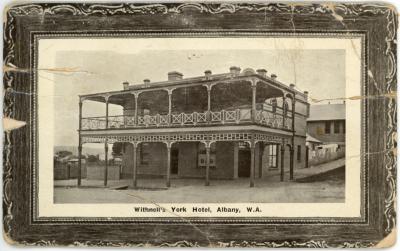 Black and White Photographic Postcard of Withnell’s York Hotel, Albany WA