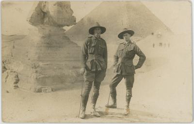 Black & White Photographic Postcard of Sapper John DENNEY, 142 and unknown Soldier 