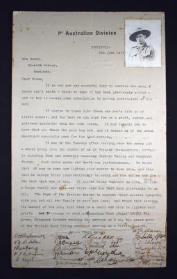 First World War Letter of Condolence for Sapper John DENNEY, 142
